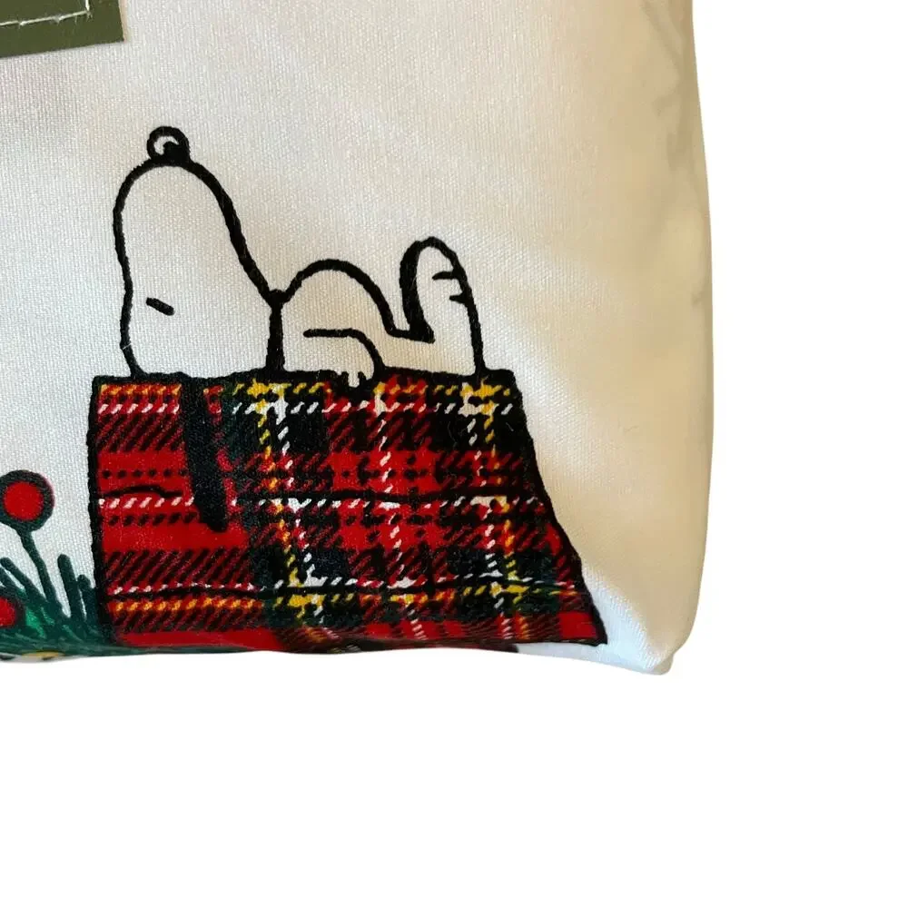Peanuts Snoopy & Woodstock PLAID Doghouse Christmas Tree FULL Sheet Set New